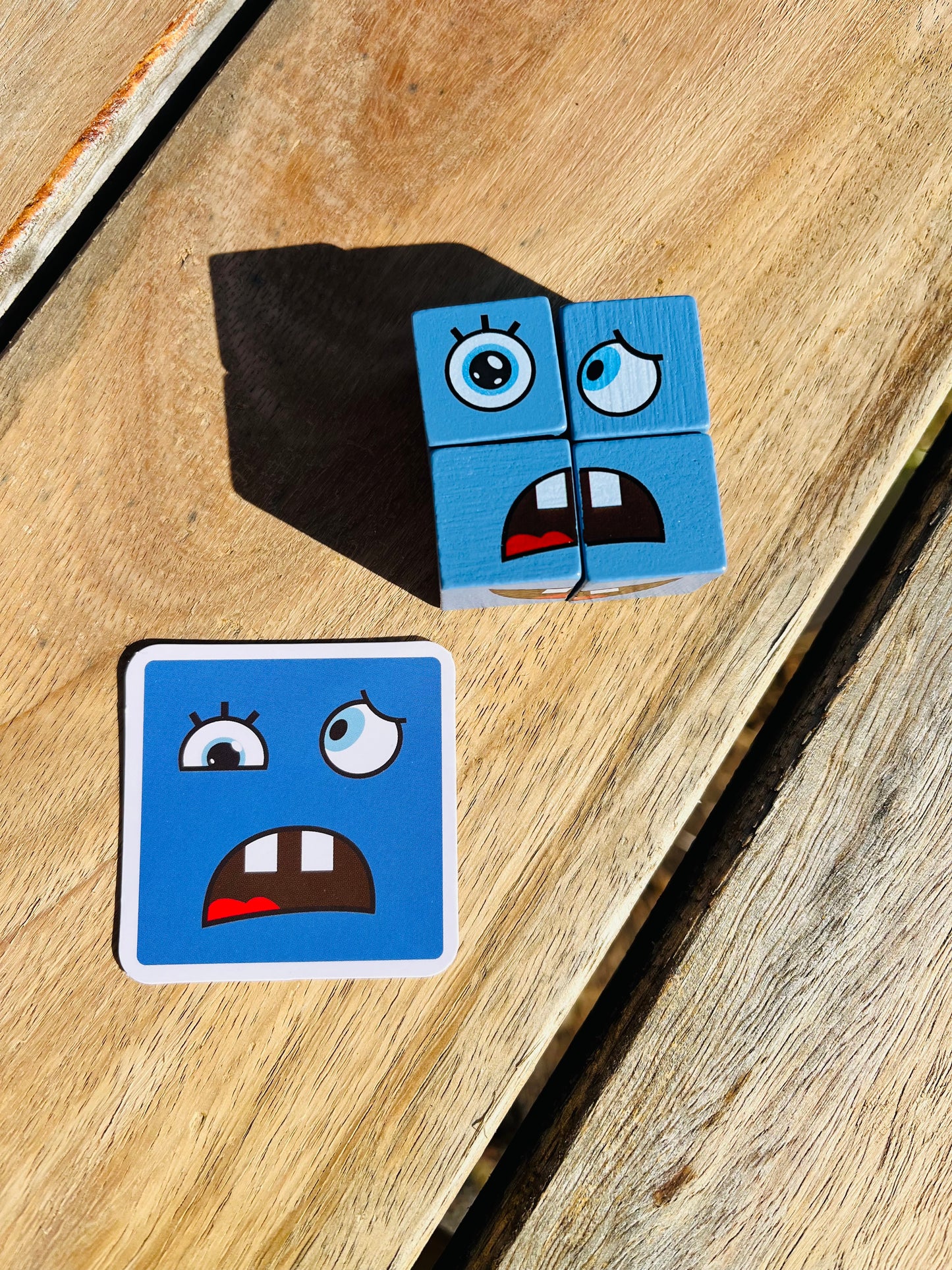 Wooden Block and Card Emotions Game