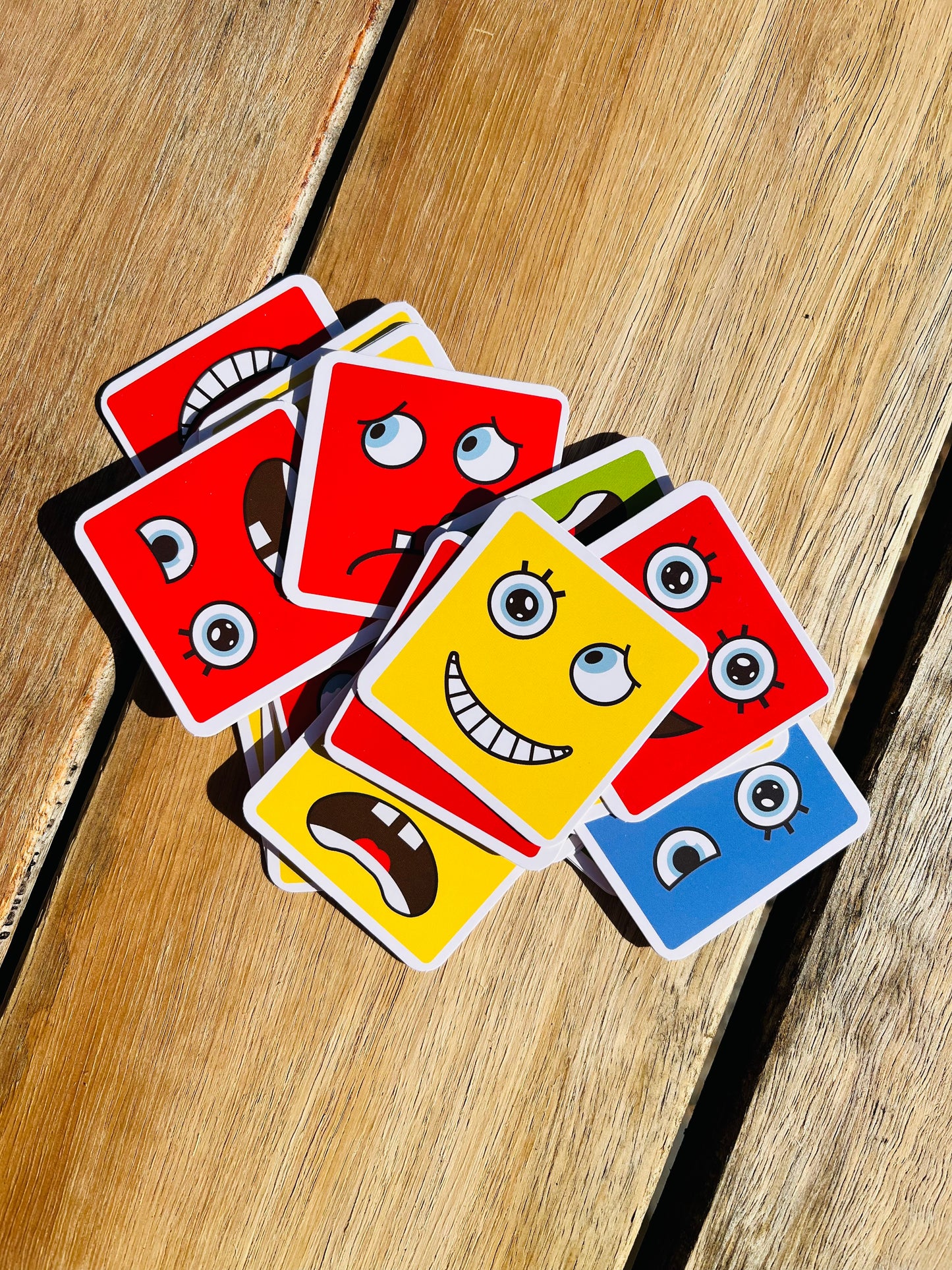 Wooden Block and Card Emotions Game