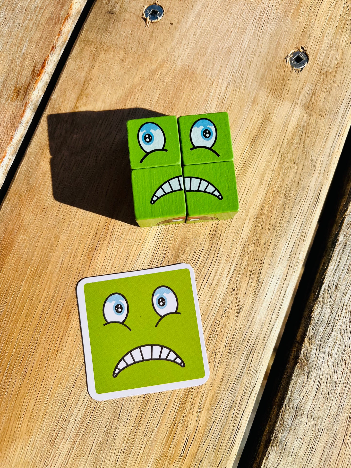 Wooden Block and Card Emotions Game