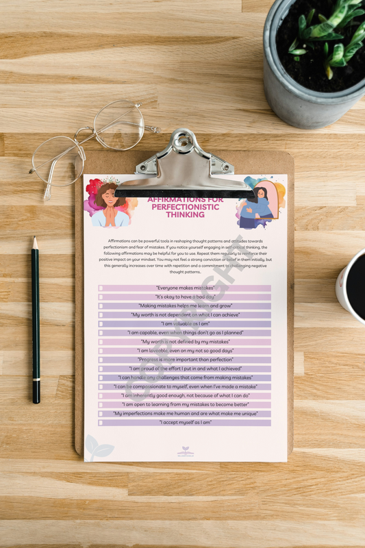 Perfectionism CBT Intervention 3-page Activity Pack