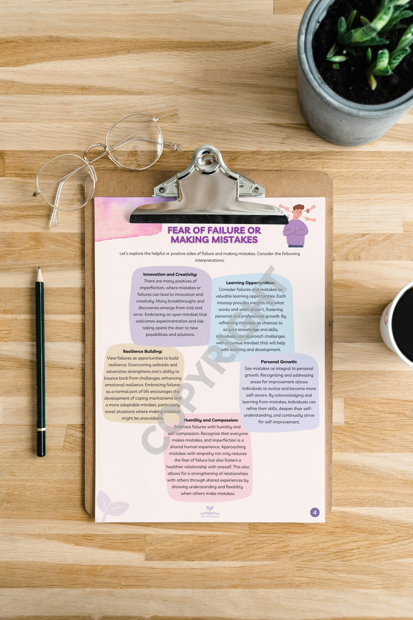 Perfectionism, Failure and Making Mistakes 4-page Activity Pack