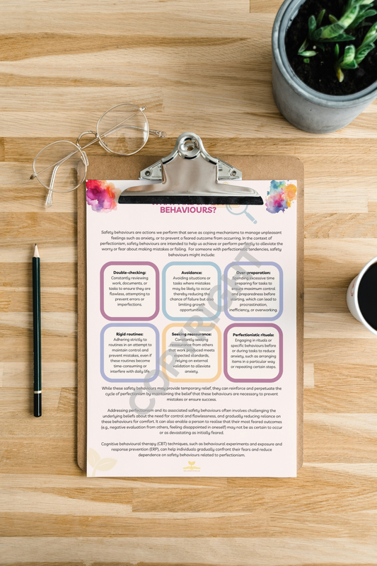 Perfectionism Safety Behaviours 1-page Information Sheet