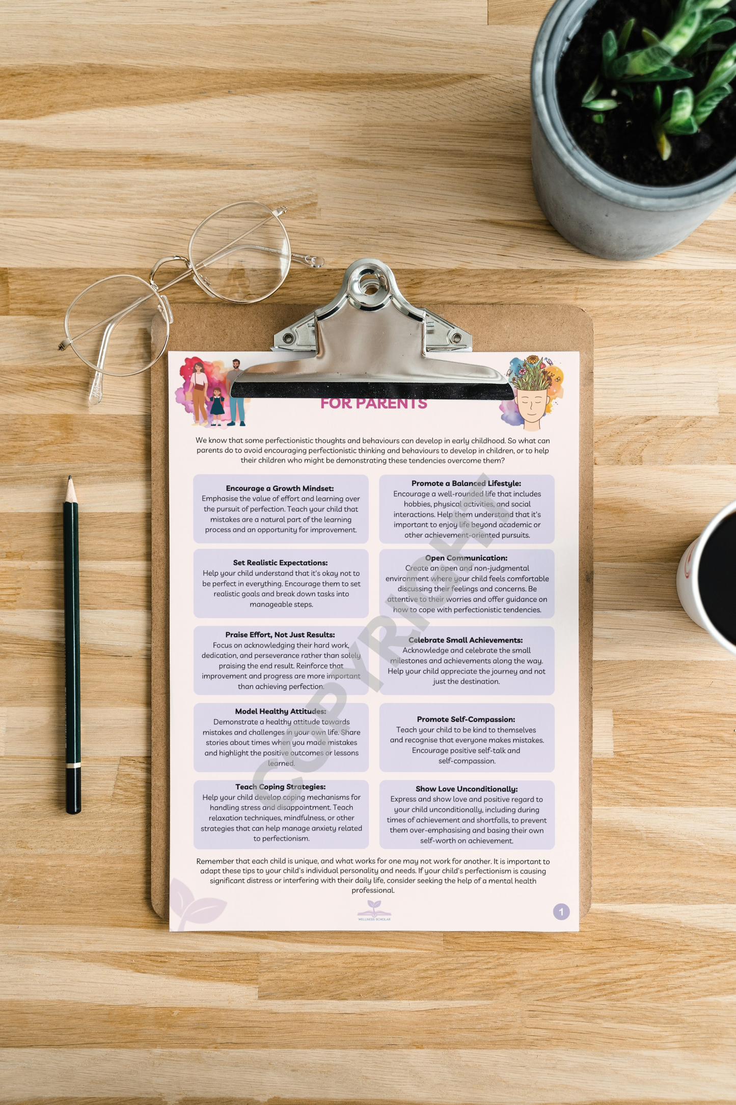 Perfectionism Parenting Tips 2-page Information Pack