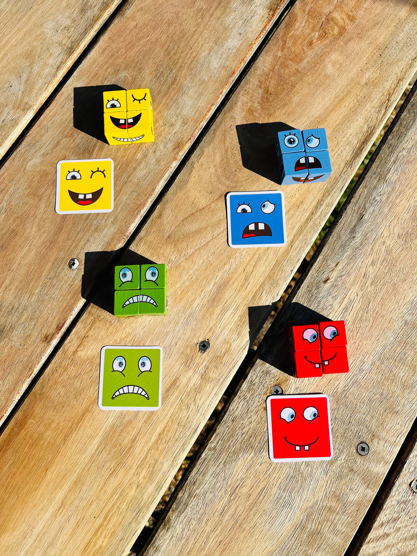 Wooden Block and Card Emotions Game