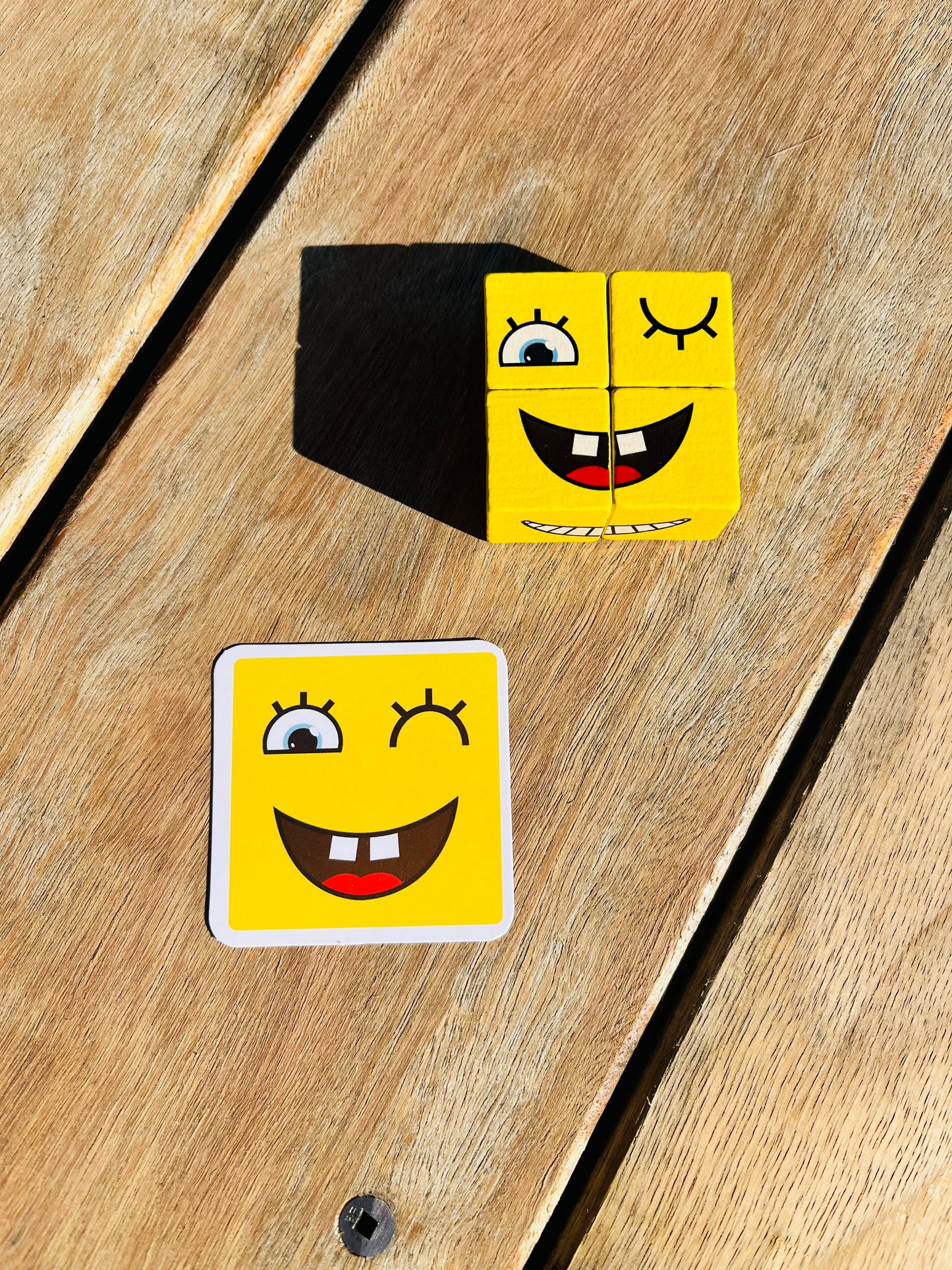 Wooden Block and Card Emotions Game