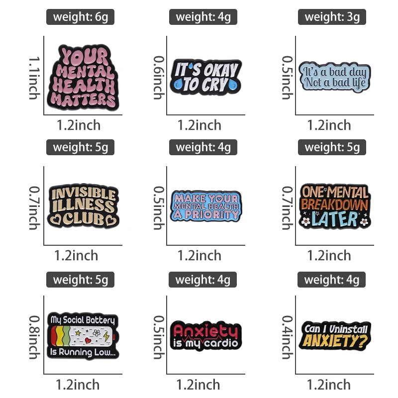 Mental Health Enamel Pins